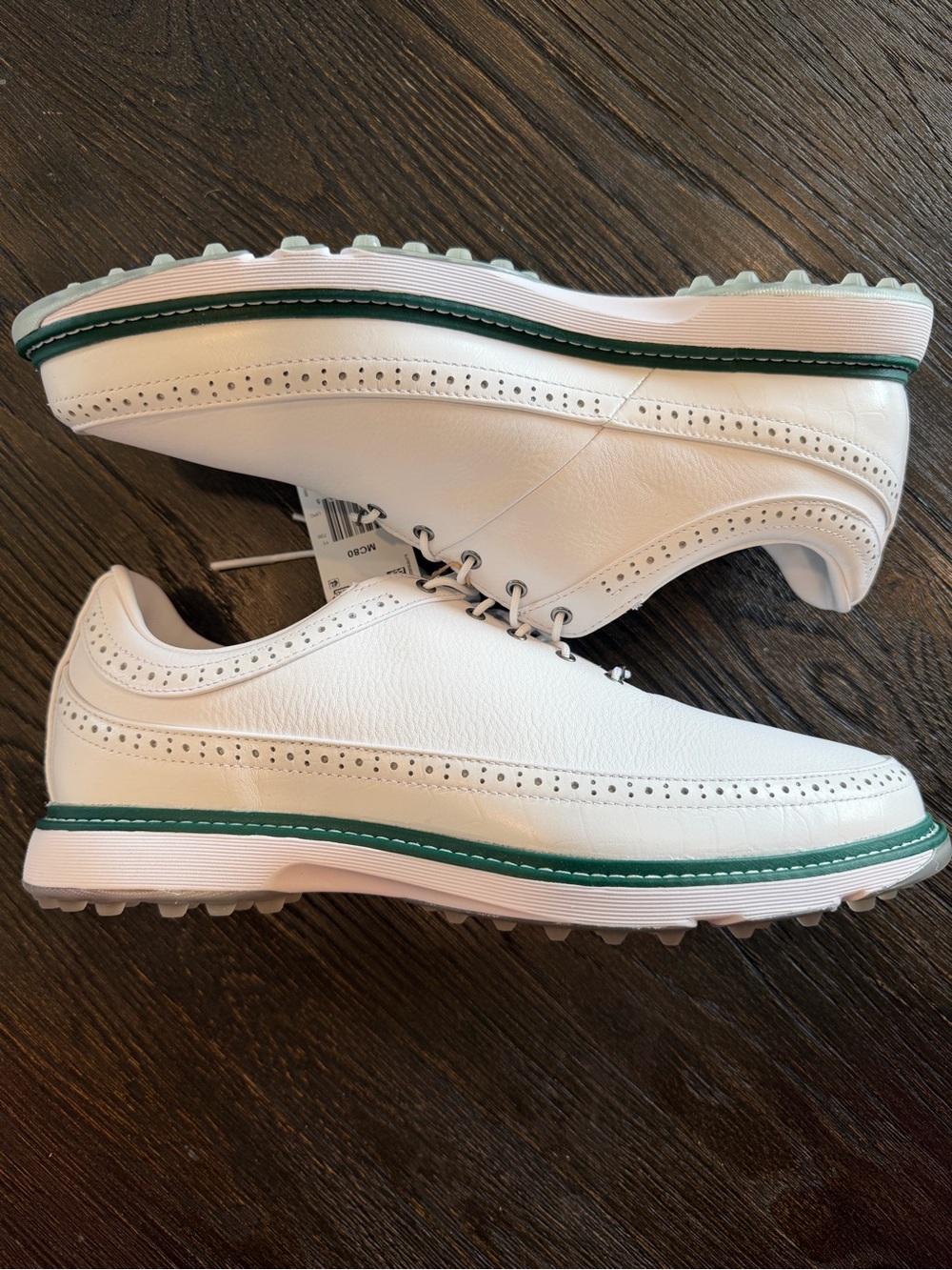 Adidas MC80 Golf Shoes Mens White Green Leather Spikeless sz 11.5